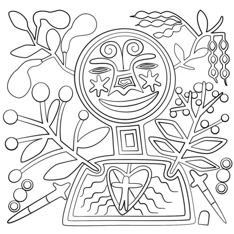 Huichol Art   Abstract Figure Coloring Page